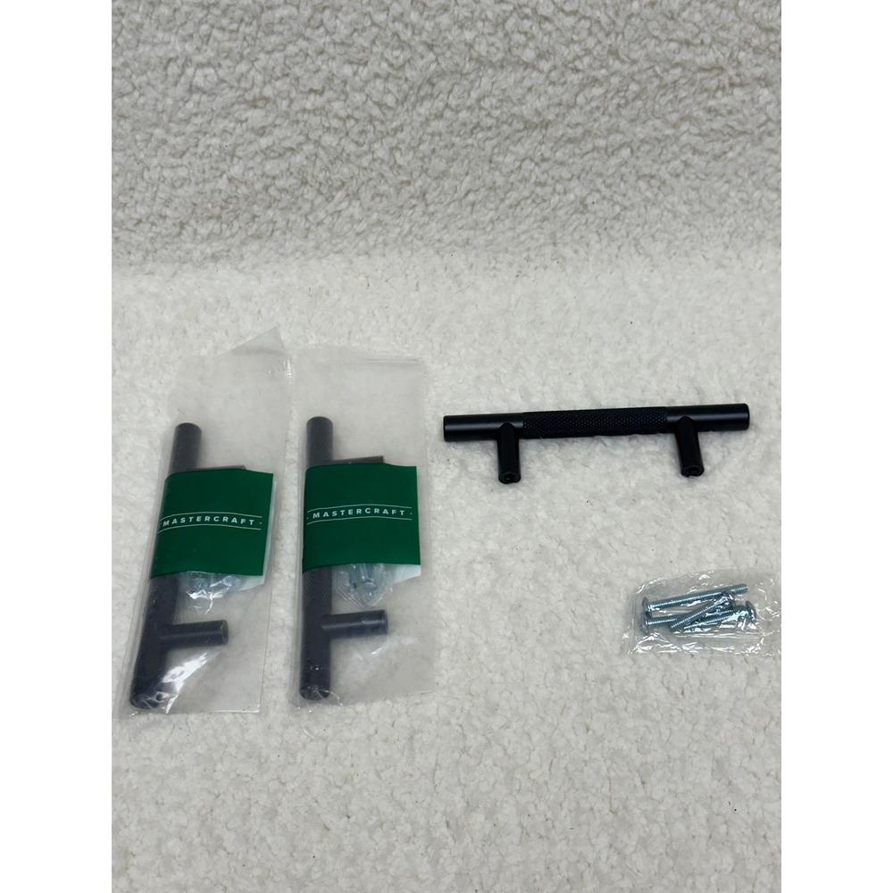 Mastercraft Cabinet Pull Matte Black 3in C/C Knurled T-Bar Set of 3